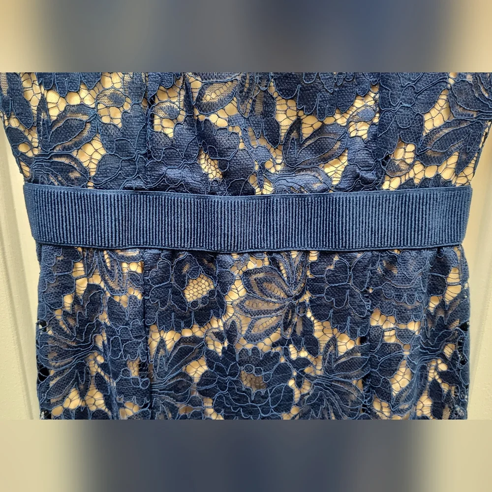 Alexia Admor Navy/Nude Short Sleeve Delora Dress Size 4 - Picture 3 of 9